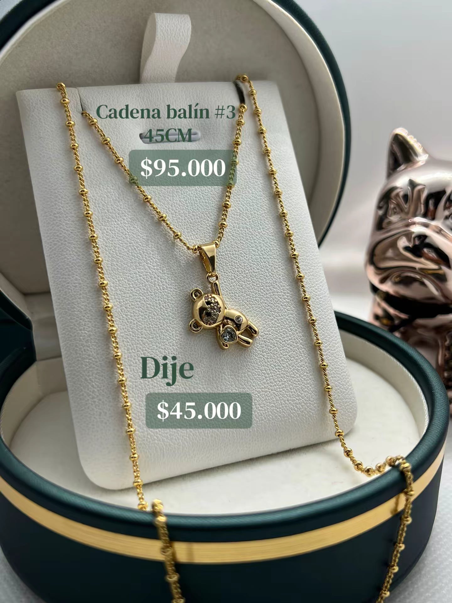 CADENA BALÍN + DIJE OSO