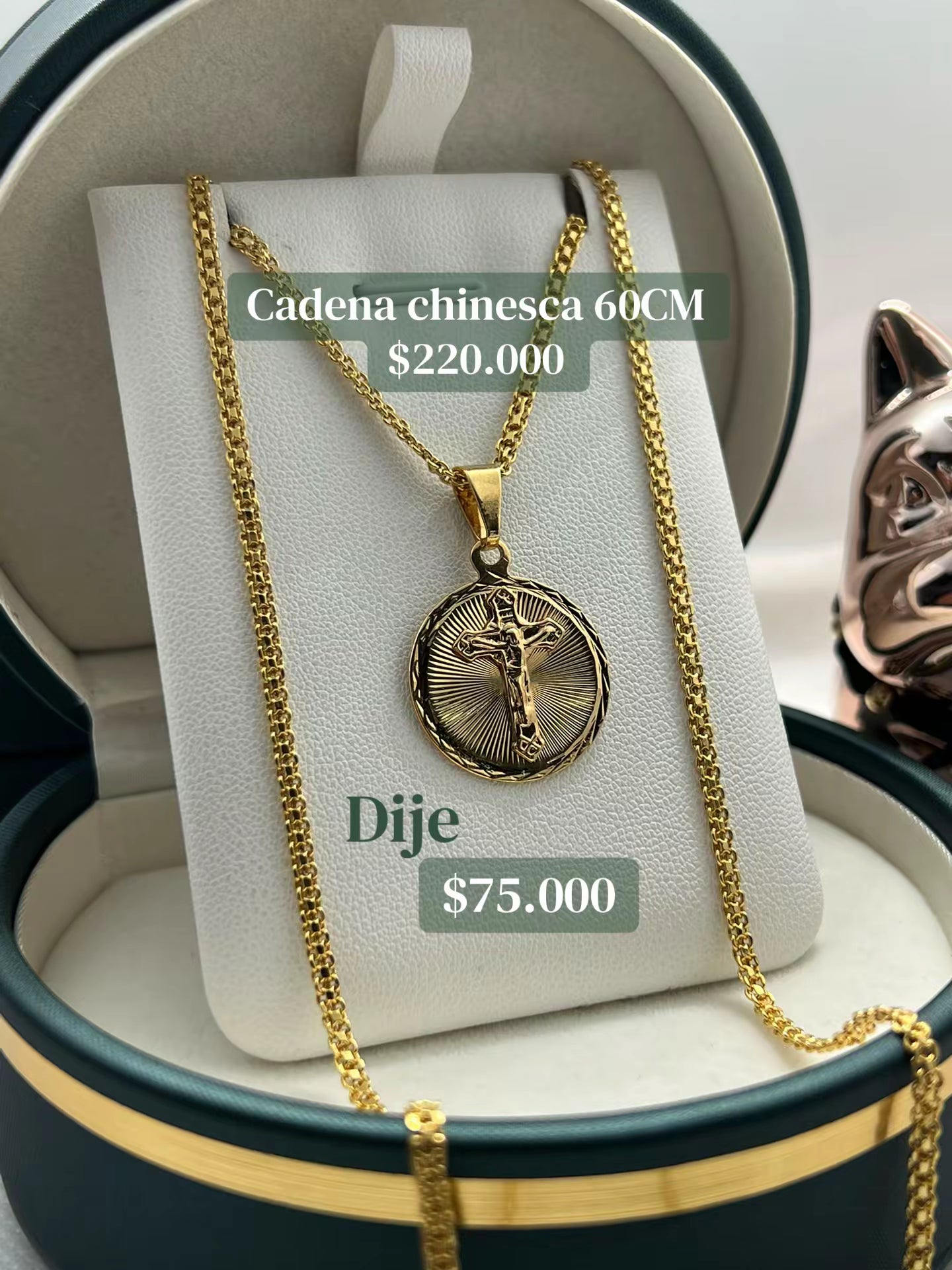 CADENA CHINA + DIJE MEDALLA CRISTO