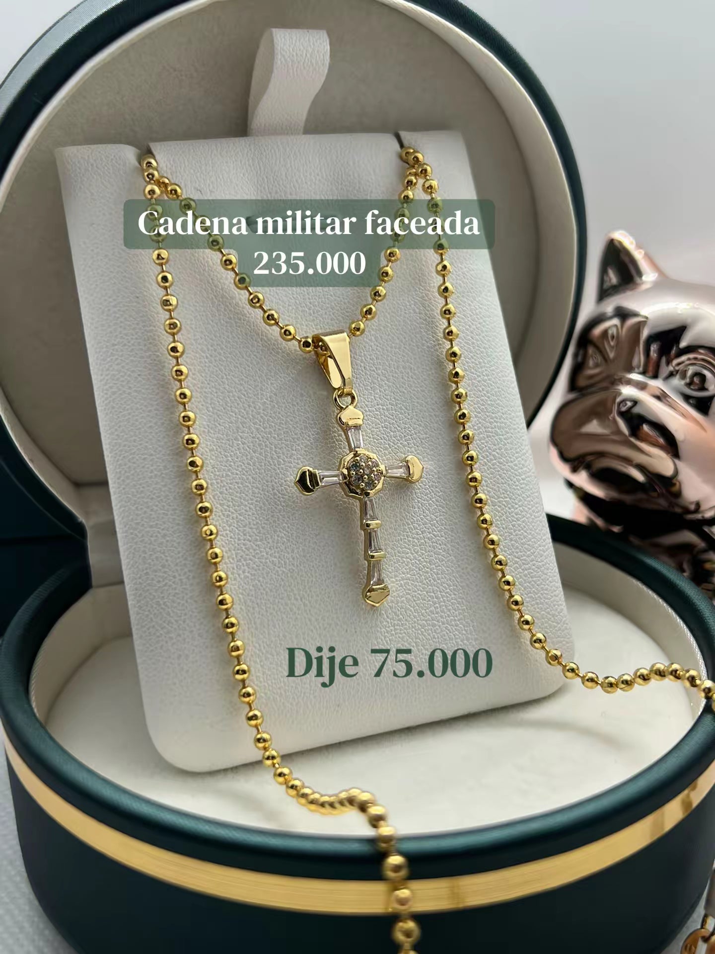 CADENA MILITAR + DIJE CRUZ