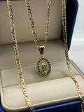 CADENA CARTIER DE 60CM + DIJE VIRGEN CIRCON VERDE