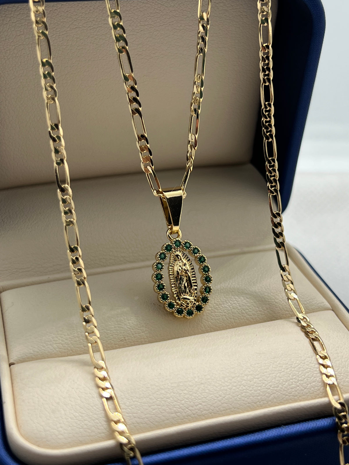 CADENA CARTIER DE 60CM + DIJE VIRGEN CIRCON VERDE