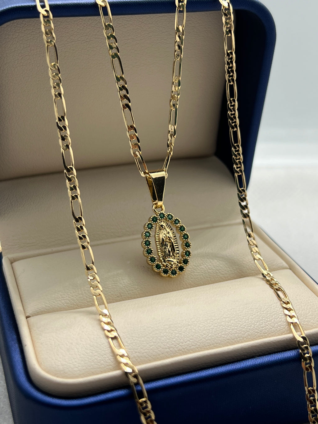 CADENA CARTIER DE 60CM + DIJE VIRGEN CIRCON VERDE