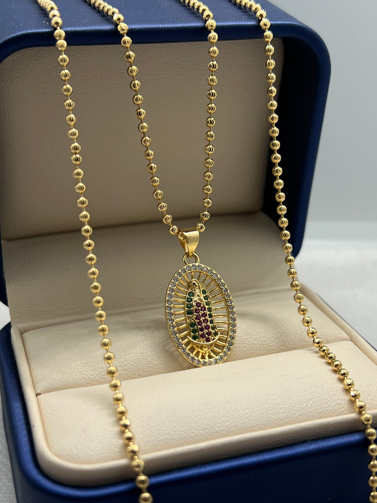 CADENA MILITAR DIAMANTADA DE 60CM+DIJE VIRGEN