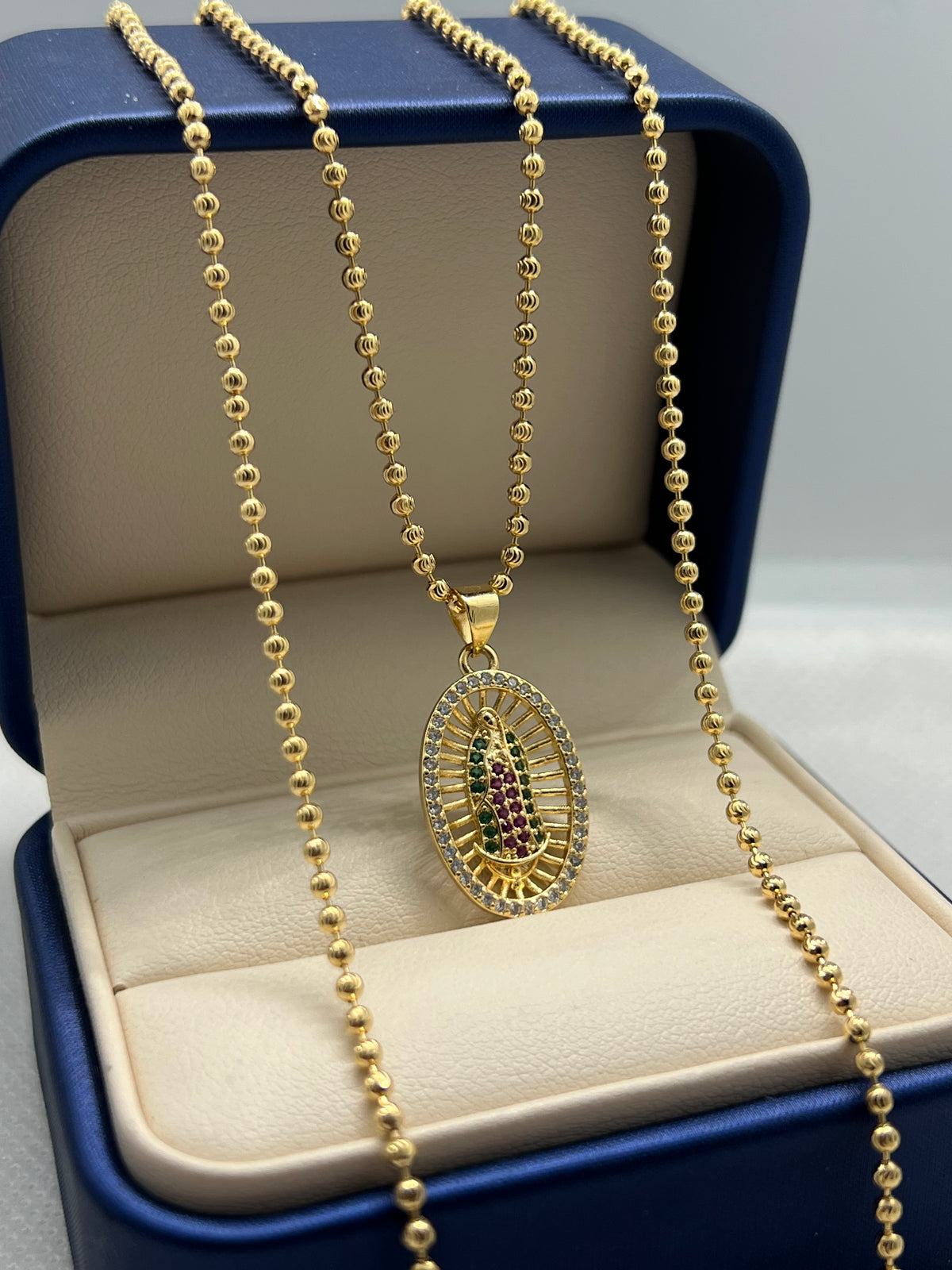 CADENA MILITAR DIAMANTADA DE 60CM+DIJE VIRGEN