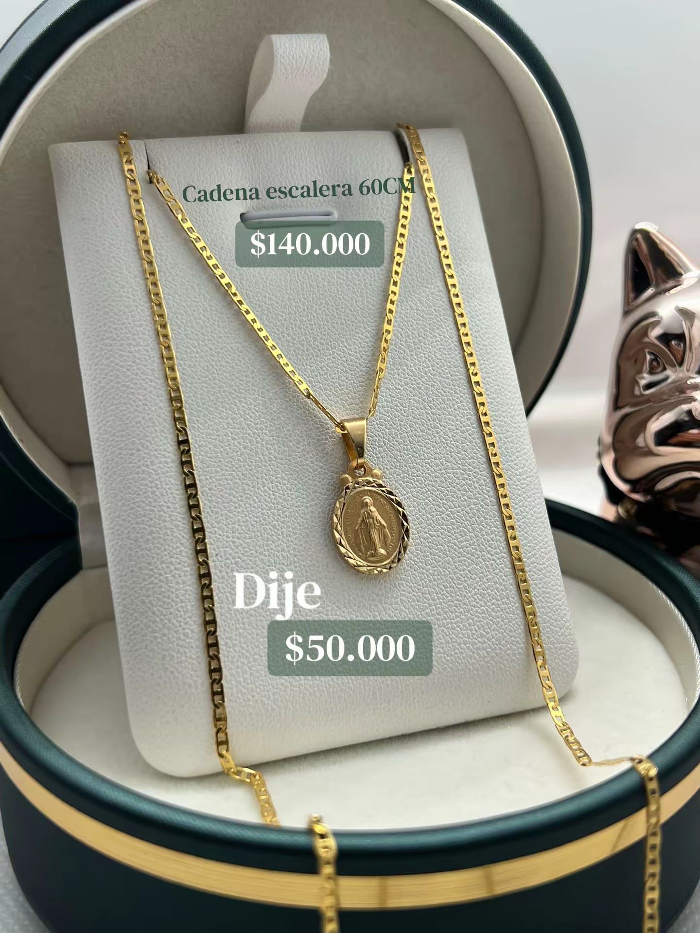 CADENA ESCALERA + DIJE VIRGEN