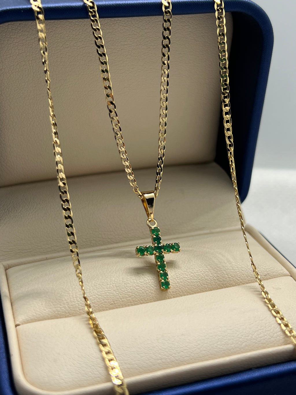 CADENA CUBANA DE 60CM + DIJE CRUZ VERDE